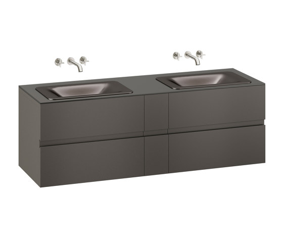 FURNITURE | 1800 mm wall-hung furniture for  2 countertop washbasins and wall-mounted basin mixers | Nero | Vanity units | Armani Roca
