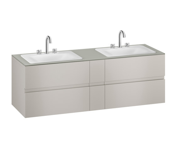 FURNITURE | 1800 mm wall-hung furniture for 2 countertop washbasins and deck-mounted basin mixers | Silver | Waschtischunterschränke | Armani Roca