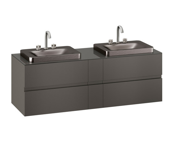 FURNITURE | 1800 mm wall-hung furniture for 2 over countertop washbasins and deck-mounted basin mixers | Nero | Waschtischunterschränke | Armani Roca