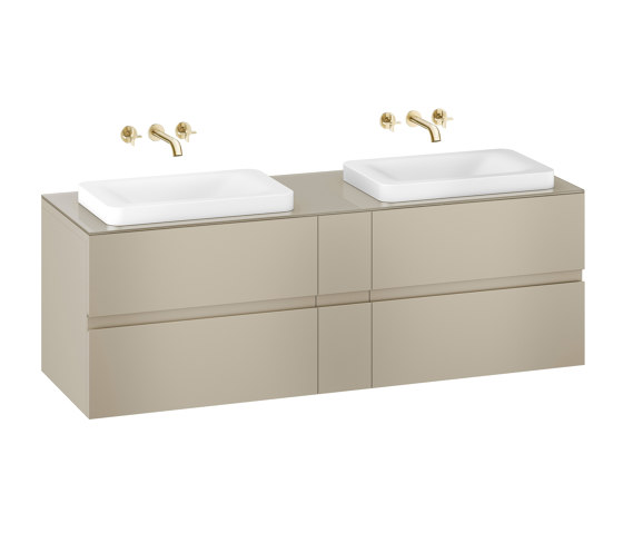 FURNITURE | 1800 mm wall-hung furniture for 2 over countertop washbasins and wall-mounted basin mixers | Greige | Waschtischunterschränke | Armani Roca