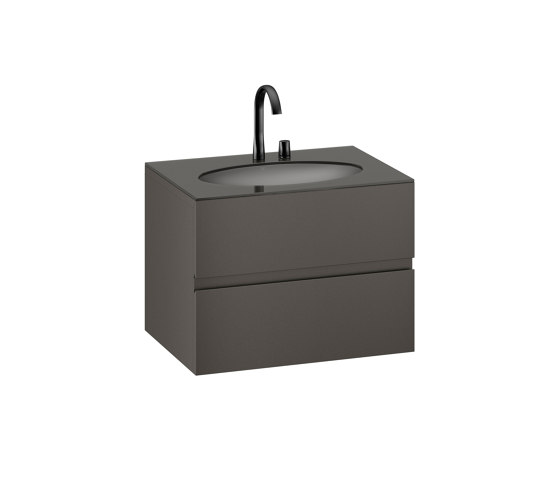 FURNITURE | 820 mm Furniture with upper and lower drawer for single 670 mm under-counter washbasin | Nero | Waschtischunterschränke | Armani Roca
