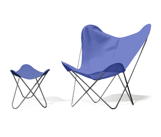 Hardoy Butterfly Chair OUTDOOR Batyline blau mit Ottoman | Sessel | Weinbaums