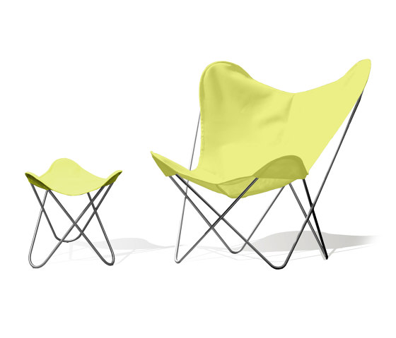 Hardoy Butterfly Chair OUTDOOR Batyline gelb mit Ottoman | Sessel | Weinbaums