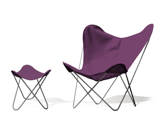 Hardoy Butterfly Chair OUTDOOR Batyline violett mit Ottoman | Sessel | Weinbaums