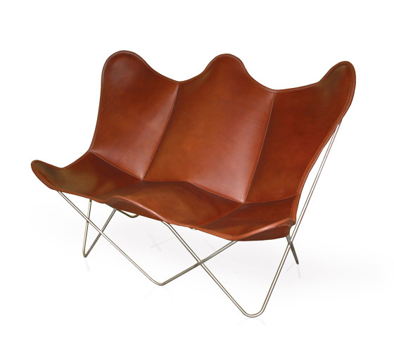 Butterfly TWIN CHAIR leather tobacco brown | Panche | Weinbaums