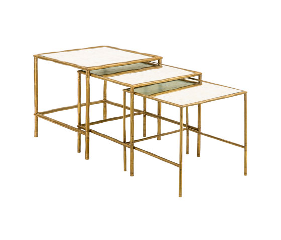 Bamboo | Set di 3 tavolini ad incastro gambe bambu | Tavolini impilabili | Bronzetto
