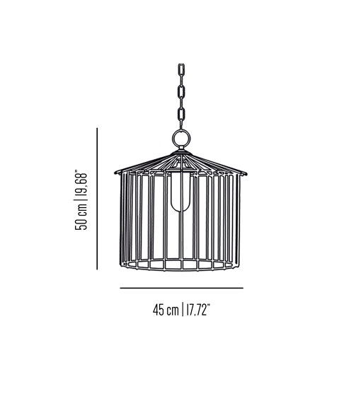Cage | Lampadario da esterni catena piccolo | Lampade outdoor sospensione | Bronzetto