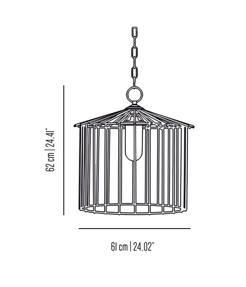 Cage | Lampadario da esterni catena medio | Lampade outdoor sospensione | Bronzetto