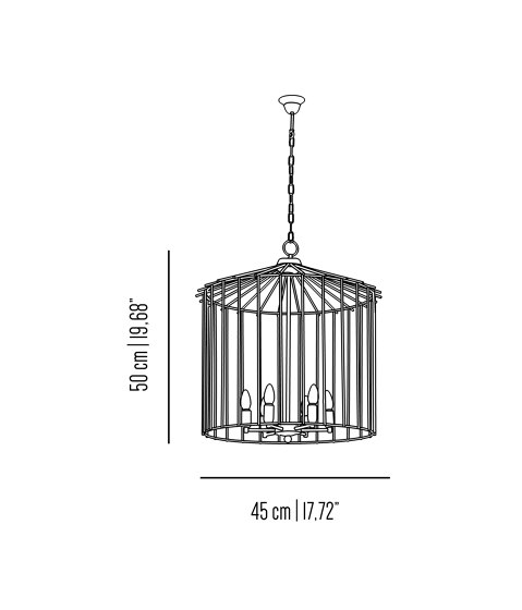 Cage | Lampadario da interni a catena piccolo | Lampade sospensione | Bronzetto