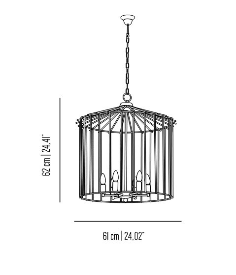 Cage | Lampadario da interni catena medio | Lampade sospensione | Bronzetto