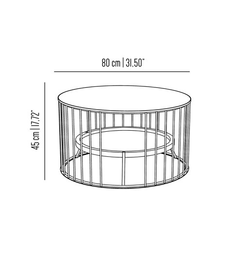 Cage | Round coffee table with linear design and inner shelf | Couchtische | Bronzetto