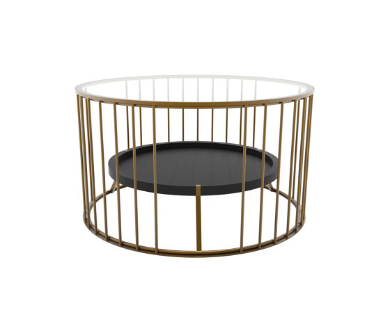 Cage | Round coffee table with linear design and inner shelf | Tables basses | Bronzetto