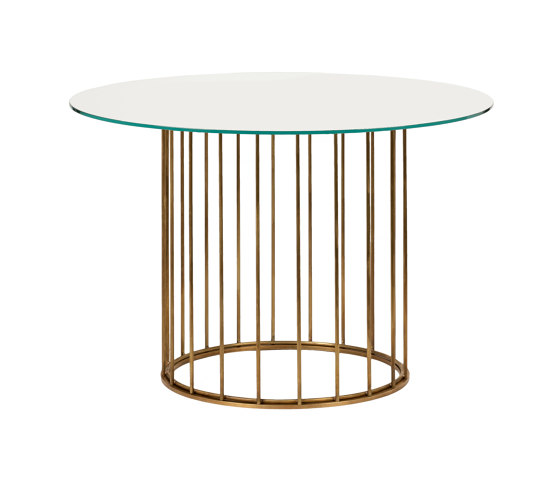 Cage | Round coffee table with transparent glass support | Standing tables | Bronzetto