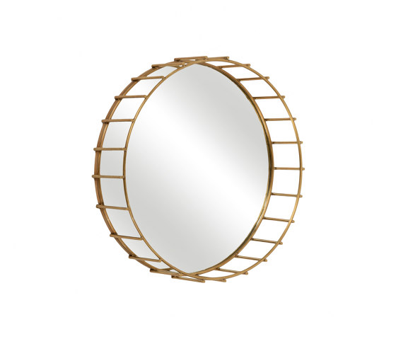 Cage | Round mirror with linear design medium | Spiegel | Bronzetto