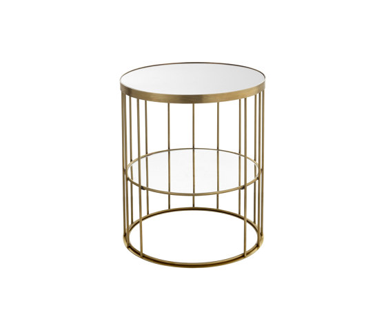 Cage | Round tall coffee table with linear design | Beistelltische | Bronzetto