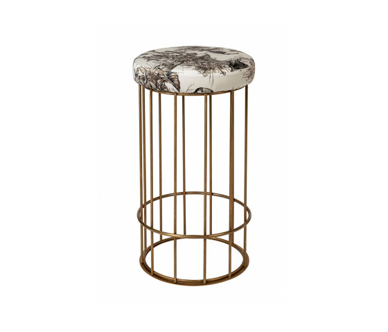 Cage | Panchetto in ottone con seduta in juta o stoffa | Sgabelli bancone | Bronzetto