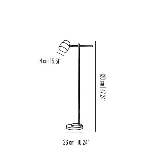 Satellite | Industrial-chic Floor lamp hight 120 cm | Free-standing lights | Bronzetto