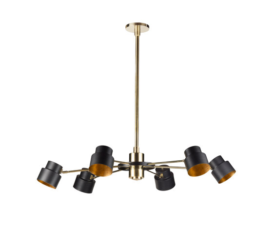 Satellite | Industrial-chic chandelier six lights, small | Pendelleuchten | Bronzetto