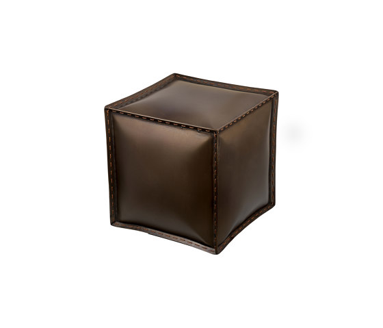 Softiron | Iron square pouff with stiched edging | Hocker | Bronzetto
