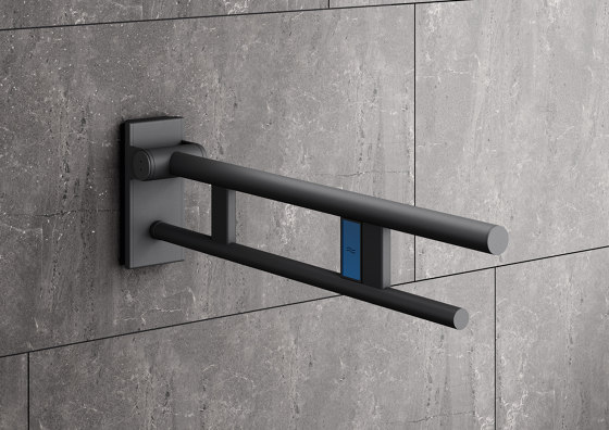 Hinged support rail Duo 700 mm powder-coated | Maniglioni bagno | HEWI