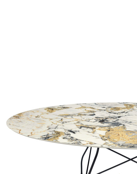 GLOSSY marble oval SYMPHONIE STRUCTURE: MATT BLACK PAINTEED STEEL | Dining tables | Kartell