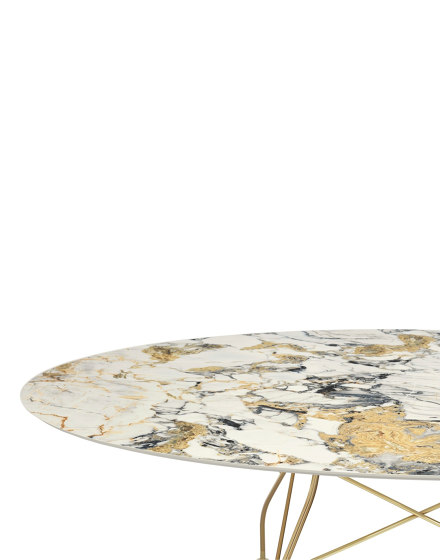 Glossy Marble Oval Symphonie Struktur: Gold-Chrom-Stahl | Esstische | Kartell