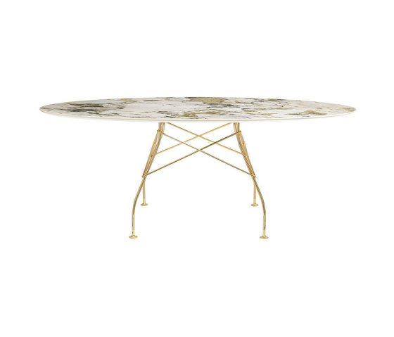 GLOSSY marble oval SYMPHONIE STRUCTURE: GOLD CHROME STEEL | Tables de repas | Kartell