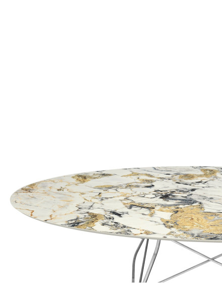 GLOSSY Marble Oval SYMPHONIE STRUCTURE: CHROME STEEL | Esstische | Kartell