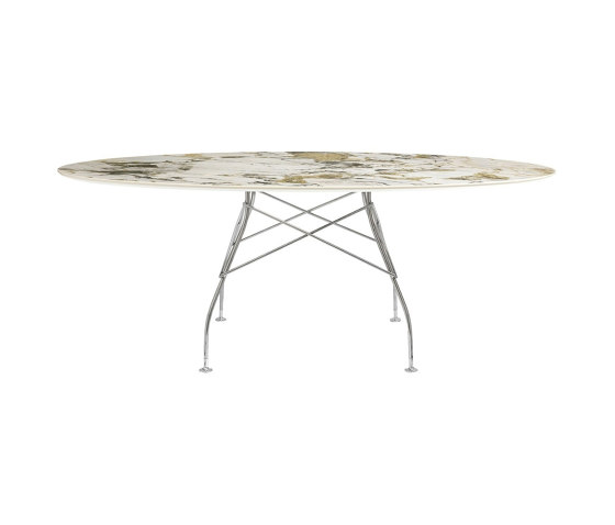 Glossy Marble Oval Symphonie Struktur: Verchromter Stahl | Esstische | Kartell