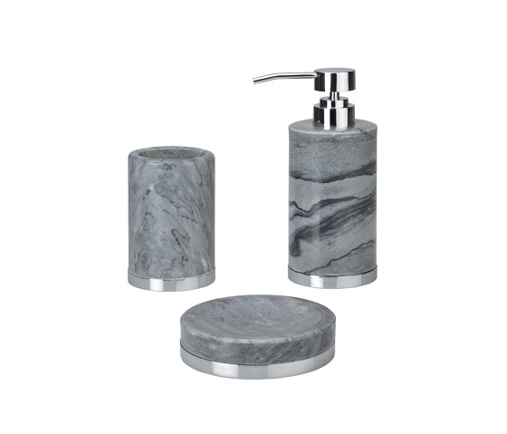 Bathroom Sets | Grey Mar/Chr. Soap Dish Ø10,5X3,5 | Soap holders / dishes | Andrea House
