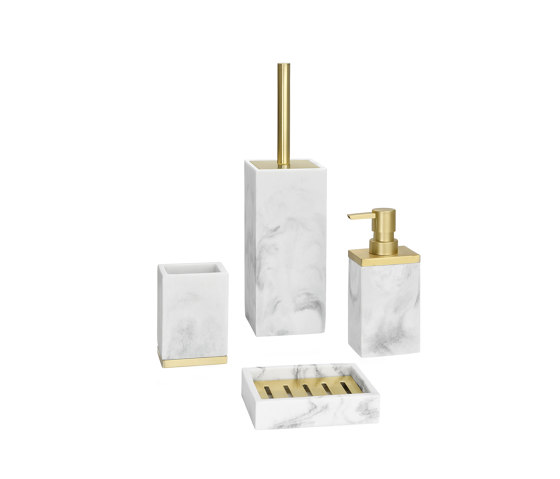 Bathroom Sets | Brosse Wc Ef. Marbr/Bronz 8,5X8,5X33 | Brosses WC et supports | Andrea House