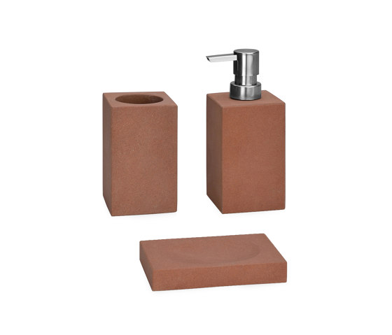 Bathroom Sets | Distributeur Grès Rouge 7X7X16, 5cm | Distributeurs de savon / lotion | Andrea House