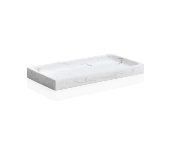 Trays | White Marble Eff. Poly. Tray 25,5X12X2 | Tabletts | Andrea House