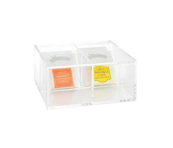 Tea and Coffee Boxes | Boite Infusion Acr. 4Com. 15X15X7cm | Boîtes de rangement | Andrea House