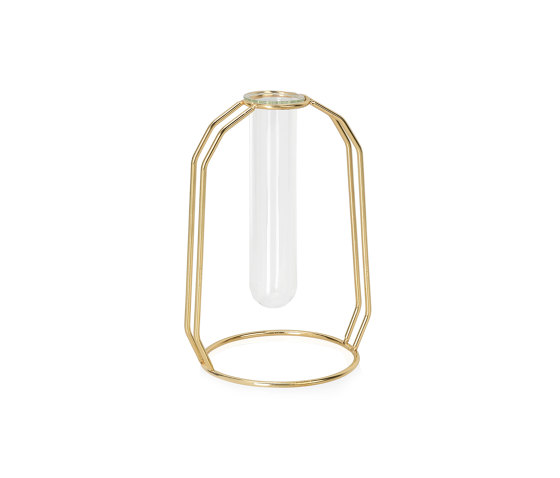 Decoration Complemens | Glass Tube/ Gold Metal Vase 12X10X17 | Vasen | Andrea House