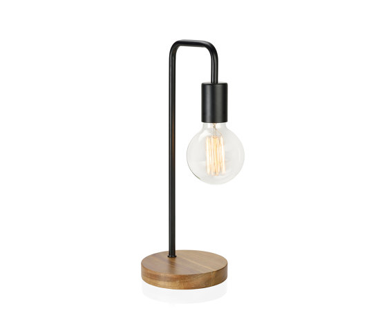 Lighting | Lamp Bend Black/Wood Ø15X41 | Table lights | Andrea House