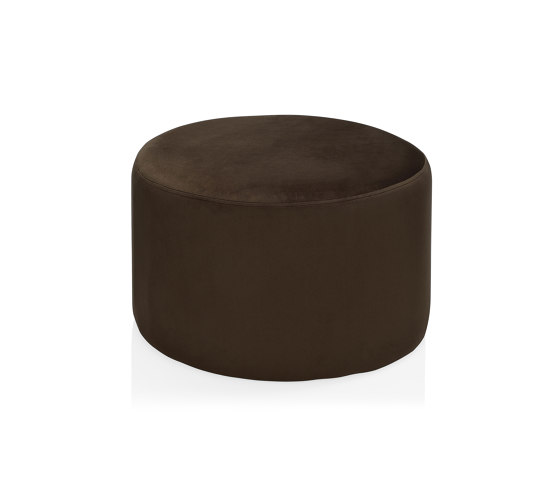 Pufs | Pouf Velvet Marron Ø55X35cm | Poufs | Andrea House