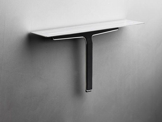 Reframe Collection | Soap shelf and shower wiper - polished steel | Tablettes / Supports tablettes | Unidrain