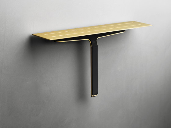 Reframe Collection | Soap shelf and shower wiper - brass | Tablettes / Supports tablettes | Unidrain