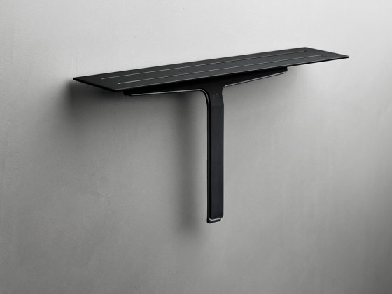 Reframe Collection | Soap shelf and shower wiper - black | Tablettes / Supports tablettes | Unidrain