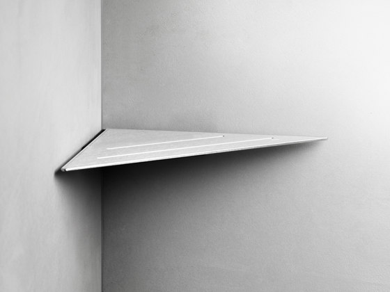 Reframe Collection | Corner shelf - brushed steel | Tablettes / Supports tablettes | Unidrain