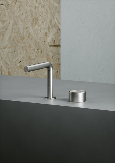 Stereo | Stainless steel Two-hole hydroprogressive mixer with spout | Wash basin taps | Quadrodesign