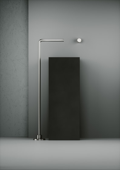 Stereo | Stainless steel Wall mounted hydroprogressive mixer with spout L. 190 mm | Bathroom taps accessories | Quadrodesign