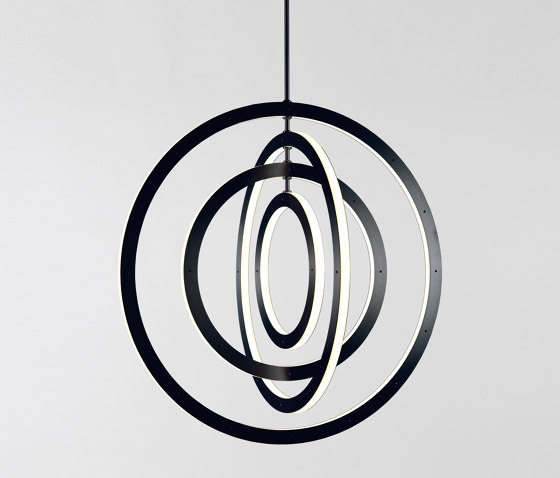 Halo Chandelier - Vertical, 4 Rings (Black) | Suspended lights | Roll & Hill