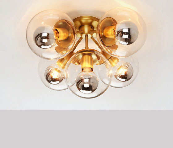 Modo Ceiling Mount - 5 Globes (Brass/Clear) | Deckenleuchten | Roll & Hill