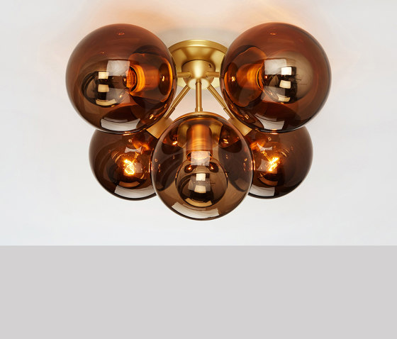 Modo Ceiling Mount - 5 Globes (Brass/Smoke) | Plafonniers | Roll & Hill