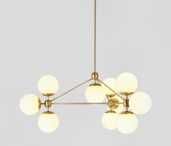 Modo Chandelier - 3 Sided, 10 Globes (Brass/Cream) | Suspended lights | Roll & Hill