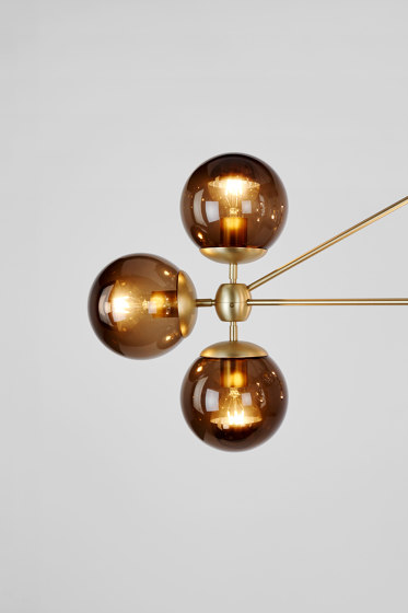 Modo Chandelier - 3 Sided, 10 Globes (Brass/Smoke) | Suspended lights | Roll & Hill