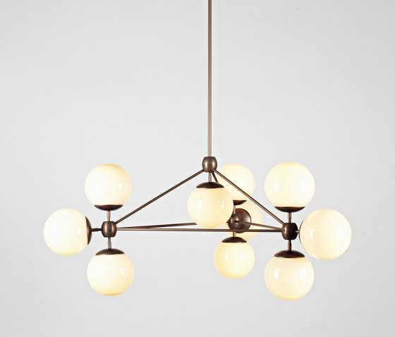 Modo Chandelier - 3 Sided, 10 Globes (Bronze/Cream) | Suspensions | Roll & Hill