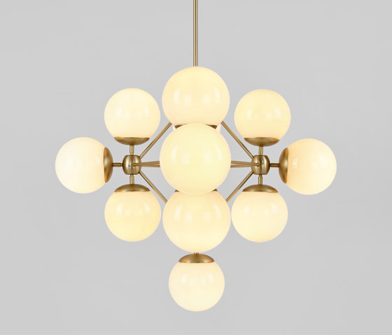 Modo Chandelier - Diamond, 13 Globes (Brass/Cream) | Suspended lights | Roll & Hill